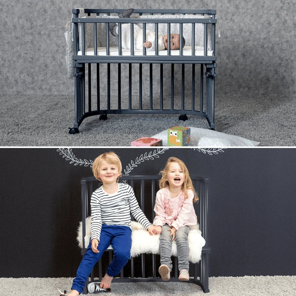 Babybay Cuna Colecho Boxspring Comfort Plus Lacada Gris Pizarra - Imagen 4