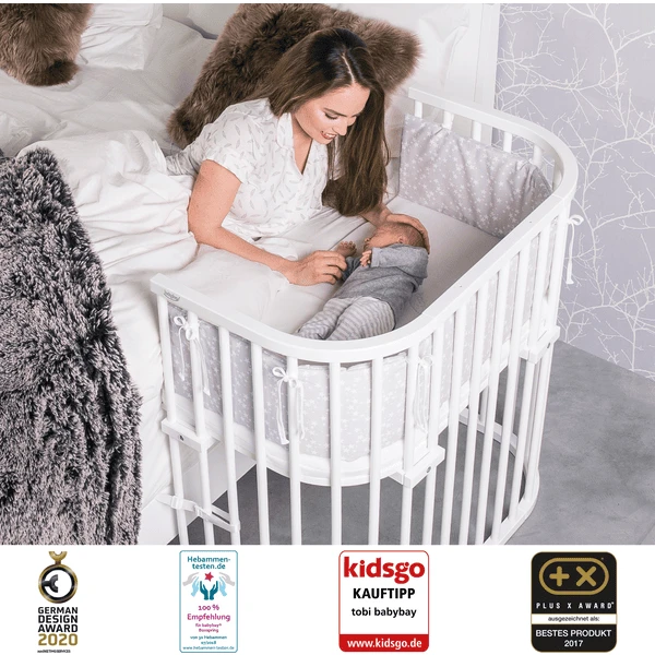 Babybay Cuna Colecho Boxspring Haya Maciza Blanca Barnizada - Imagen 2