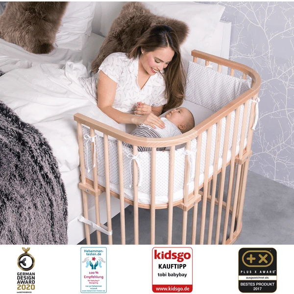 Babybay Cuna Colecho Boxspring Haya Maciza Natural Barnizada - Imagen 2