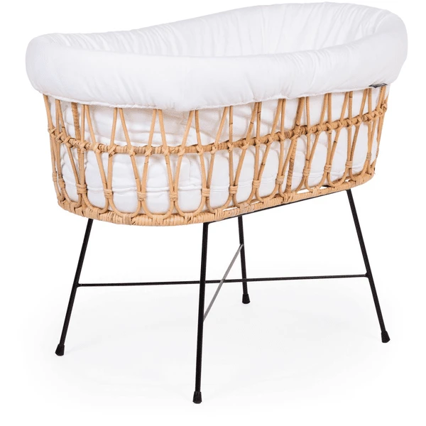 Childhome CHILD HOME Cuna Moisés De Ratán Patas Metálicas Con Colchón Y Nido - Imagen 3