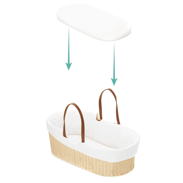 Fillikid Cesta De Mosaico Natural Con Borde Forrado Y Colchón Blanco - Imagen 2