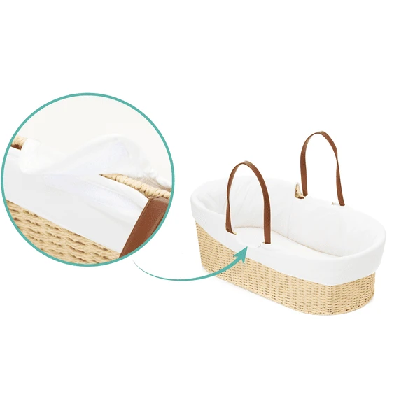 Fillikid Cesta De Mosaico Natural Con Borde Forrado Y Colchón Blanco - Imagen 3