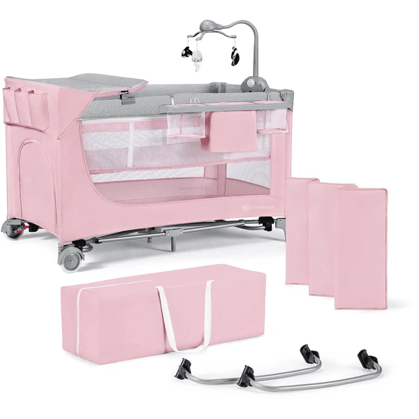 Kinderkraft Cuna De Viaje LEODY Rosa Con Accesorios