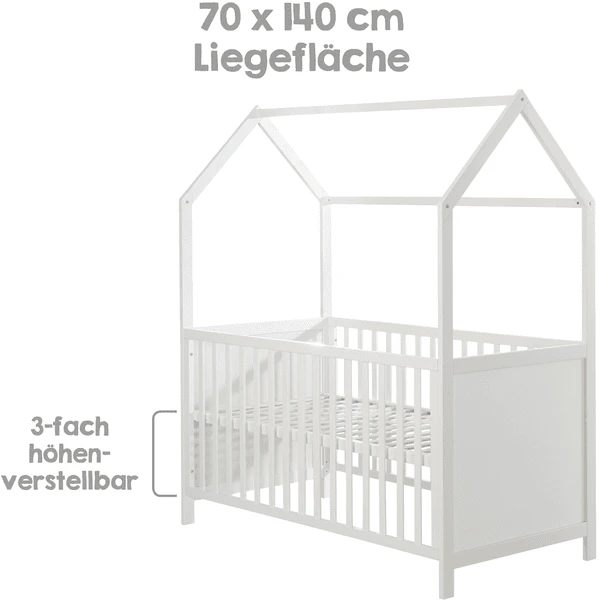 Roba Cuna En Forma De Casa 70 X 140 Cm Taupe - Imagen 4