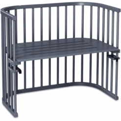 TOBI Babybay Cuna Colecho Maxi Haya Maciza Con Aireación Extra Gris Barnizada