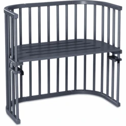 TOBI Babybay Cuna Colecho Original Haya Maciza Con Aireación Extra Gris Barnizada